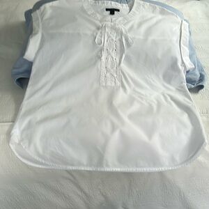 J Crew crisp white sleeveless cuffed  top with front ties